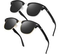Polarisierte Retro Sonnenbrille Herren Damen Schwarz Grau UV400 Schutz