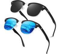 Polarisierte Retro-Sonnenbrille Herren Damen UV400 Halbrahmen 2er Set