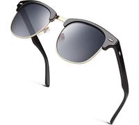 Polarisierte Sonnenbrille Halbrahmen Horn Retro Herren Damen UV400