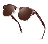 Polarisierte Sonnenbrille Halbrahmen Retro UV400 Leopardenmuster Braun