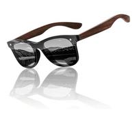 Polarisierte Sonnenbrille Holz Retro UV400 Schutz Schwarz Natur-Look
