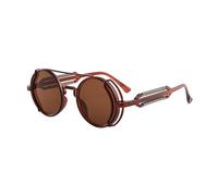 Polarisierte Sonnenbrille, Vintage-Stil, Steampunk, runde Gläser, farbige Gläser, Outdoor-Brille für Männer und Frauen, leicht