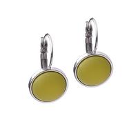 Polarisohrring "Katharina", 12mm original Polariscabochon in vielen attraktiven Farben in einer Klappbrisur aus Edelstahl, handgefertigt von Adi-Modeschmuck in Berlin (oliv)