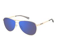 Polaroid Sonnenbrille PLD 2160/G/S/X J5G/5X – Herren, gold, Edelstahl, blau verspiegelt, polarisiert