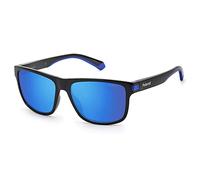Polaroid Pld 2123/s D51/5X BLACK BLUE Sunglasses Men's Polycarbonate, Standard, 57