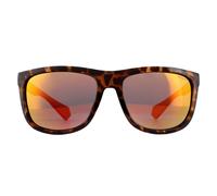 Polaroid Round Mens Dark Havana Red Polarise Lunettes de soleil Einheitsgröße