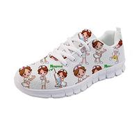POLERO Damen Schuhe Nurse Shoes Pflegeschuhe Sneakers Mesh Flats Tennis Laufschuhe für Frauen Sport Wohnungen Größe 39 Weiß