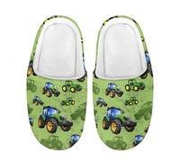 POLERO Farm Tractor Track Slippers for Kids & Adults Family Slip On Fluffy Plush Home Slippers Size 42-43