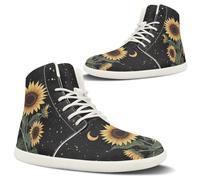 POLERO Frauen Barfußschuhe Hoch Oben Leder Wanderschuhe Sunflower Shoes Women Barefoot Walking Shoes Non Slim Leather Lace-Up Sneakers EU42