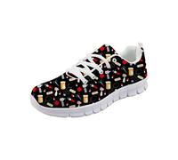 POLERO Nurse Bear Sneaker Damen atmungsaktive Shoes Cartoon Krankenschwester Schuhe Schnürer Laufschuhe leichte Mesh Turnschuhe Schwarz 39 EU