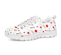 POLERO Nurse Shoes Damen Sneaker leichte atmungsaktive Schuhe Schnürerschuhe Sportschuhe Weiß 40 EU