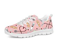 POLERO Nurse Shoes Krankenschwester Pattern Schuhe Damen Herren Sneaker Sportschuhe Leichte Laufschuhe Running Gym Schuhe Schnürer Freizeitschuhe, Rosa-1, 39 EU