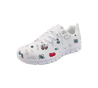 POLERO Weiß Schuhe Damen Nurse Shoes Pflegeschuhe Sneakers Schuhe Krankenschwester leichte Laufen Walking Mesh Flats Tennis Schuhe Laufschuhe für Frauen Sport Wohnungen Größe 39