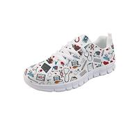 POLERO Weiß Schuhe Damen Nurse Shoes Pflegeschuhe Sneakers Schuhe Krankenschwester leichte Laufen Walking Mesh Flats Tennis Schuhe Laufschuhe für Frauen Sport Wohnungen Größe 36
