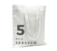 POLHIM® Hochwertige Stoffbeutel - Beutel für Wäsche, Sport, Shopping, Lebensmittel - Umweltfreundliche, Wiederverwendbare Jutebeutel -Unbedruckte 38 x 42 cm, 145 gr/m2, 5 Stück