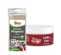 POLIBOY Leder Fett - Farbneutrale Lederpflege für Glattleder - Nährt, schützt und imprägniert mit Lanolin & Avocadoöl - Für Schuhe, Kleidung oder Sportausrüstung - 1 x 200 ml - Mit Baumwolltuch