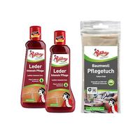 POLIBOY Leder Intensiv Pflege - Farblose Lederpflegecreme für Glattleder - 2x 200ml - Mit Baumwolltuch - Made in Germany