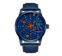 Police Avondale Uhr für Herren in der Farbe Blau mit Armband aus Leder, Wasserdichtigkeit: 5 bar, Gehäusedurchmesser: 46 mm, PEWJA0022102