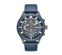 Police PEWGC0054206 Wadden Herrenuhr mit Lederband Chrono Gunmetal/Blau