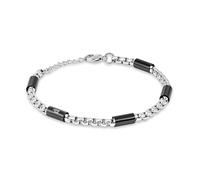 Armband POLICE "Radius", schwarz (edelstahlfarben, schwarz), Armbänder, Herren, 22,5cm, Edelstahl, Armband (47375466-0) edelstahlfarben, schwarz