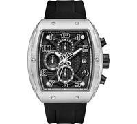 Police Coswig Herren-Chronograph, schwarzes Zifferblatt, schwarzes Silikonband, mit Gehäuse aus Legierung, Schwarz, modern, Schwarz , Modern