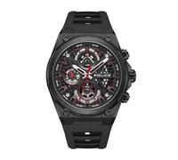 Police Herren Armbanduhr Chronograph Schwarz Rot 44mm Edelstahl Silikon Herrenuhr Analog Armbanduhr Chronographen Herrenuhren