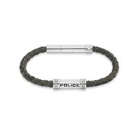 Police Herren Armband Leder Edelstahl Grau - Armbänder Herren Leder - Armbänder Herren Edelstahl