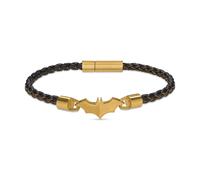 Police Herren Armband Leder Schwarz Gold Edelstahl Batman Armband Herren Lederarmband Männerarmband