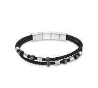 Police Herren Armband Leder Schwarz Silber Edelstahl Herrenarmband Lederarmband Armband Leder Herren