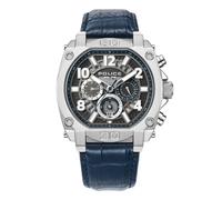 Police Herren Armbanduhr Analog Chronograph Leder Blau Silber 44mm Herrenuhr Armbanduhr