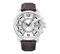 Police Herren Armbanduhr Analog Leder 44mm Silber/Braun Leopard - Herrenuhr Handgelenk Uhren Armbänder Uhren Herren