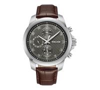 URBAN STAINLESS STEEL STEEL BROWN LEATHER STRAP