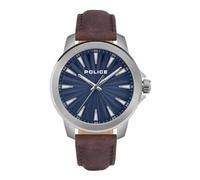 Police Herren Armbanduhr Mensor in der Farbe Silber mit Lederarmband, Gehäusedurchmesser: 44 mm, PEWJA2207803