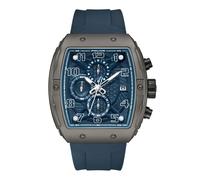Police Herren Chronograph Uhr Blau/Grau 44mm Edelstahl/Silikon Armband - Herrenarmbanduhr Chronographen Herrenuhr