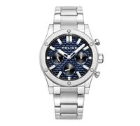 Police Herren Chronograph Uhr Blau/Silber 44mm Edelstahl Armbanduhr Herrenuhr Chronographen Herrenuhren