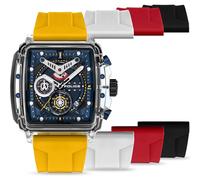 Police Herren Chronograph Uhr mit Silikon Armband Blau/Gelb 44 mm - Herrenuhr Chronograph Armbanduhr