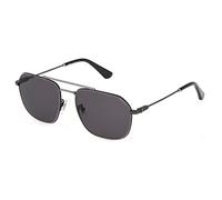 POLICE Herren Octane 1 Sonnenbrille, Glänzendes TOTAL Ruthenium, 57mm - Reisegeeignet, Unisex, Polarisiert, Metallrahmen, Vintage-Design, Premium-Schutz