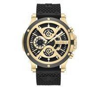 Police Herren Armbanduhr Analog Chronograph Gold/Schwarz 44mm Silikon Armband Herrenuhr Chronographen Herrenuhren