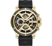Police Herren Armbanduhr Analog Chronograph Gold/Schwarz 44mm Silikon Armband Herrenuhr Chronographen Herrenuhren