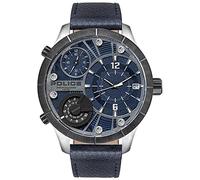 Police Unisex Erwachsene Analog Quarz Uhr mit Leder Armband PL15662XSTU.03