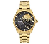 Police Herrenuhr Quarz Edelstahl Gold 46mm, Ziffernblatt Grau, Wasserdicht 5 bar, PL15381JSTB.04A