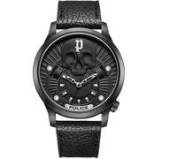Police Herrenarmbanduhr JET PEWJA2227701 – Edelstahl & Leder, Schwarz, 5 Bar