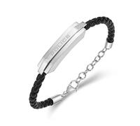 Police Herren Armband Leder Edelstahl Schwarz - Armbänder Herren Leder - Armband Herren Leder Schwarz