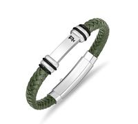 Armband POLICE "Highbridge", grün, edelstahlfarben, schwarz, Armbänder, Herren, 22,5cm, Edelstahl Kautschuk Leder, Edelstahl, Kautschuk, Leder, Armband (89533708-0) grün, edelstahlfarben, schwarz