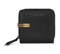 Police kompakte Leder Geldbörse Damen | mit Druckknopf, Reißverschlussfach, 6 Kartenfächer, RFID-Schutz | 10 x 10 x 2,5 cm (schwarz)