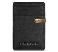 POLICE Leder Geldklammer/Kreditkartenetui Slim | RFID-Schutz & 3 Kreditkartenfächer & 2 Steckfächern | Maße 7 x 0,5 x 10 cm (schwarz)