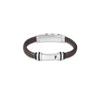 Armband POLICE "Highbridge", braun, edelstahlfarben, schwarz, Armbänder, Herren, 22,5cm, Edelstahl Kautschuk Leder, Edelstahl, Kautschuk, Leder, Armband (58383517-0) braun, edelstahlfarben, schwarz