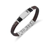 Armband POLICE "Ridgecord", braun (braun, schwarz, edelstahlfarben), Armbänder, Herren, 22cm, Edelstahl Leder Textil, Edelstahl, Leder, Textil, Armband (29252332-0) braun, schwarz, edelstahlfarben