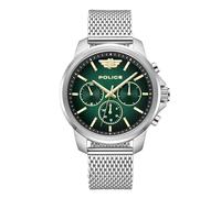 Police - Mensor Herrenuhr mit Silbernem Edelstahlarmband 44mm (Grün/Silber)