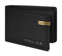 Police Mini-Geldbörse aus Leder | RFID-Schutz & 4 Kreditkartenfächer | Herren-Geldbeutel Querformat | Maße 10,5 x 2 x 7,5 cm (schwarz)